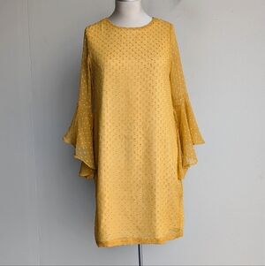 Van Heusen Bell Sleeve Yellow Polka Dot Dress